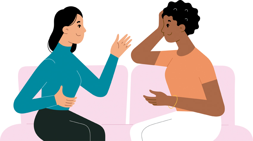 Ilustração de duas mulheres dialogando