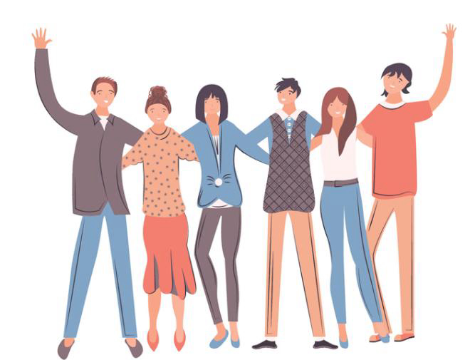 Ilustração de pessoas abraçadas